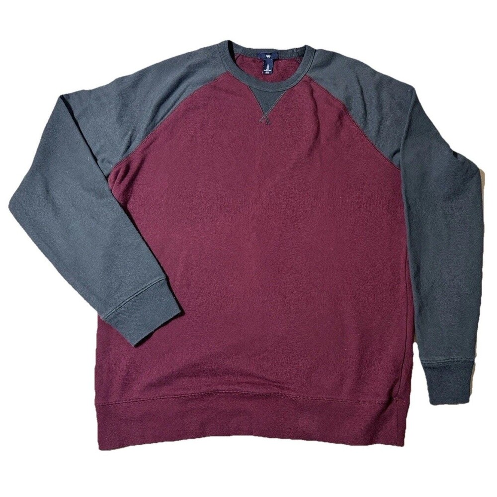 GAP Sweater Mens Burgundy Crewneck 100% Cotton Knit Pullover Casual Large